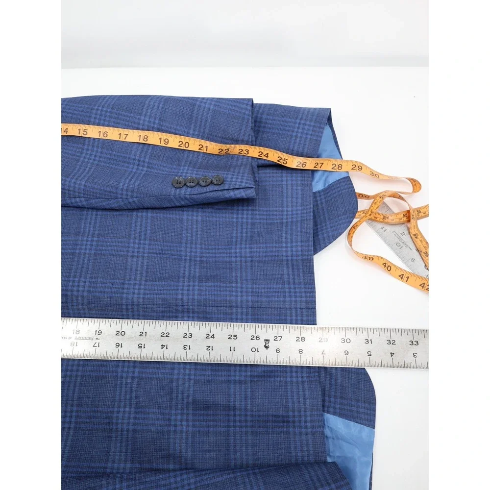 Peter Millar Sport Coat Mens 44S Windowpane plaid Wool Two Button notch lapel